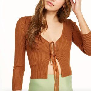 Danielle Bernstein for Macy's Tie Front Cardigan - Burnt Orange